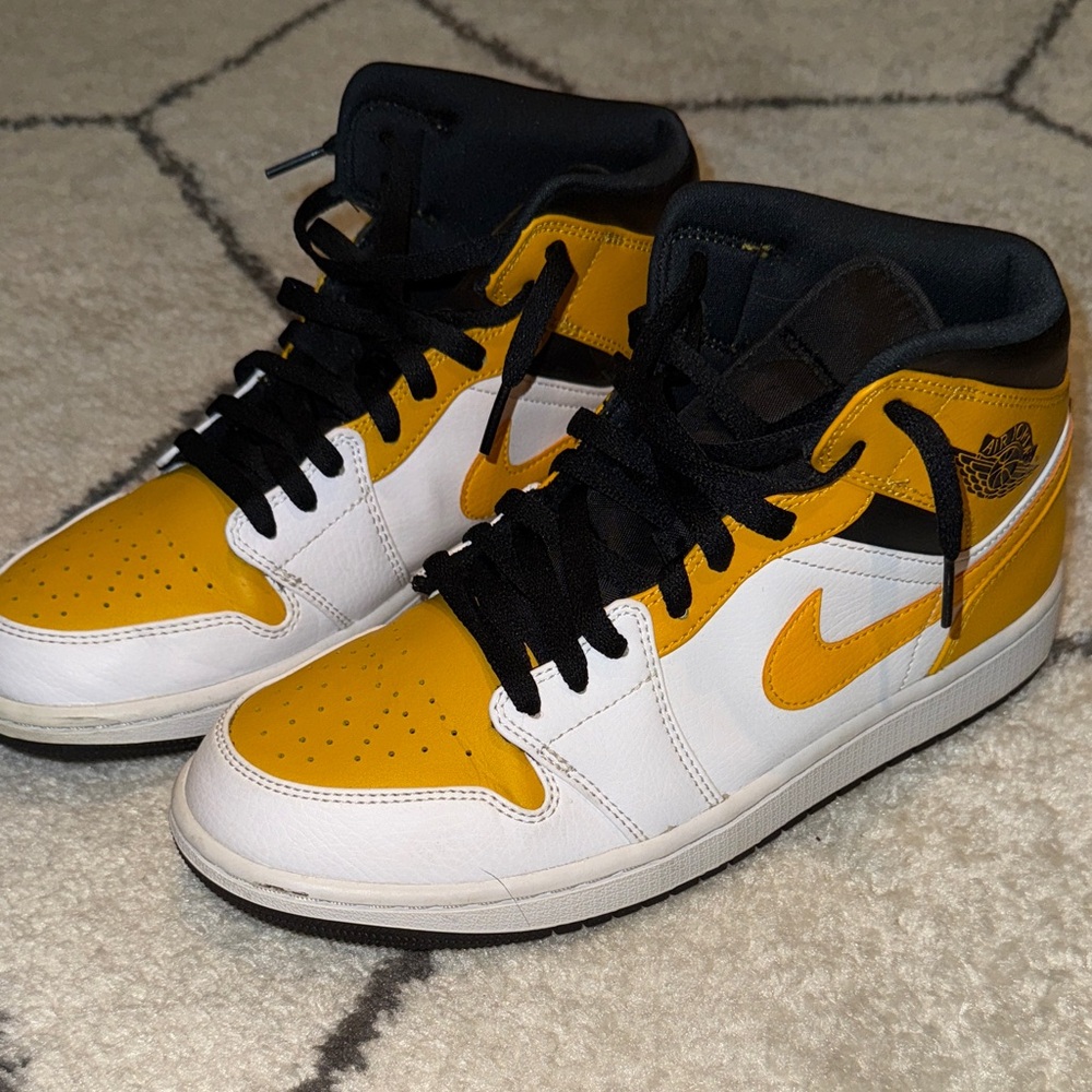 Jordan Yellow and White High-Top Sneakers